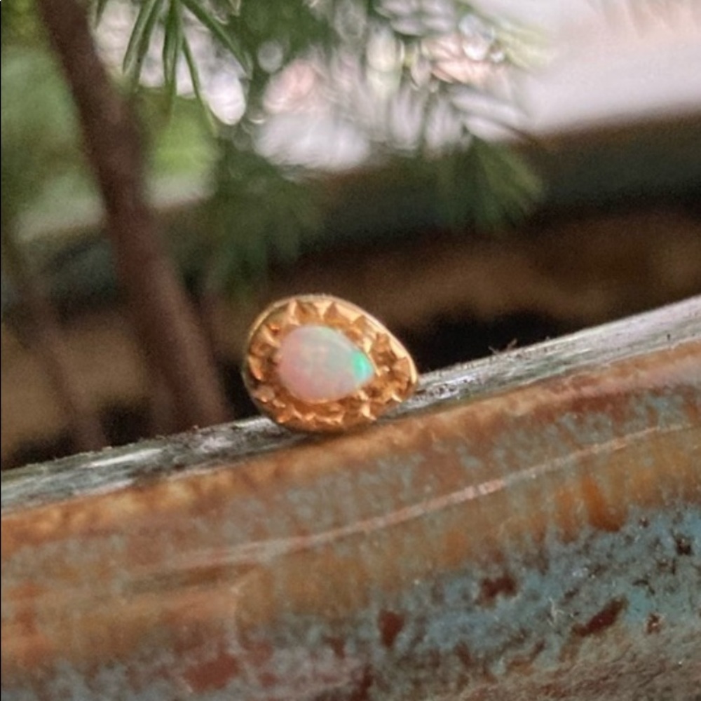 Gold Teardrop Opal Stud Earrings - Classic Women's Jewelry